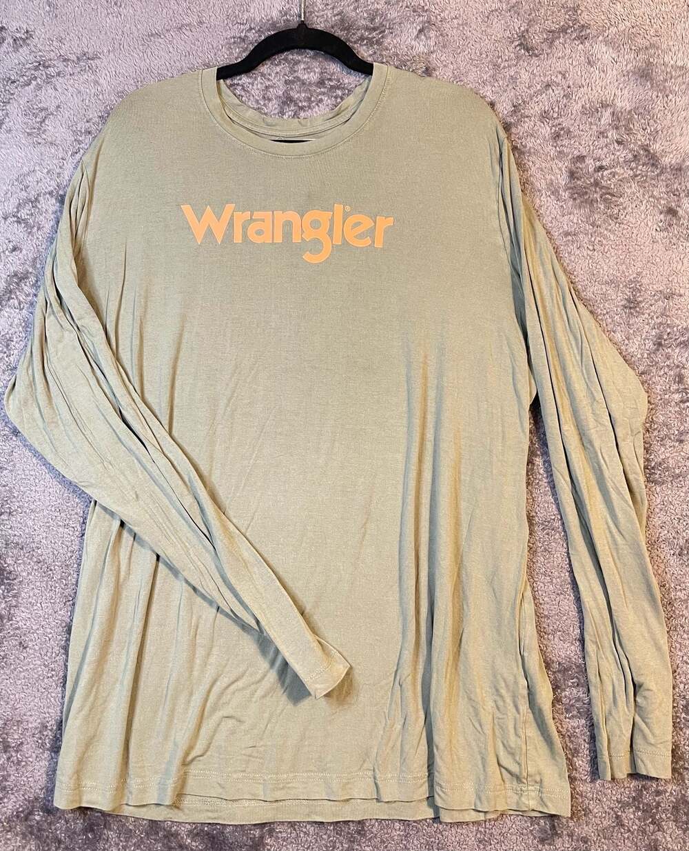 Wrangler Wrancher Shirt Long Sleeve Graphic Tee Olive Green Size 3XL